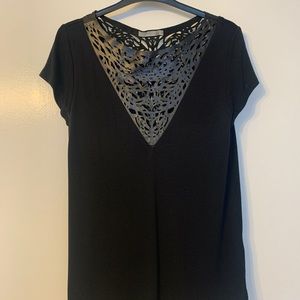 Leather detail shirt